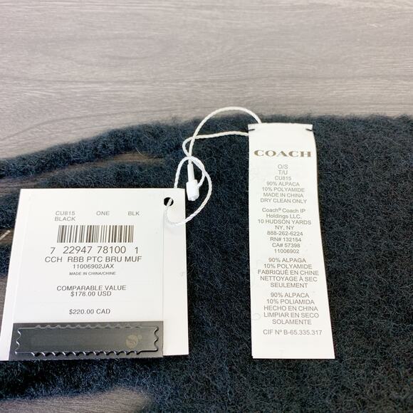 Coach CU815 Muffler With Rubber Patch IN Black89 - Picture 3 of 7